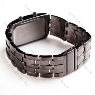 New Fashion Binary Clock Stainless Steel LED Wrist Watch Unisex 