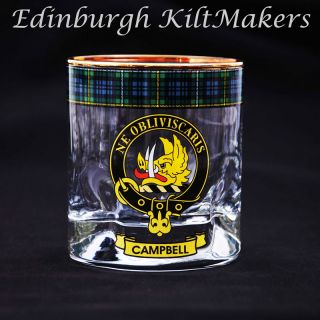 Shaw Clan Crested Whisky Glass Tartan Whisky Glasses