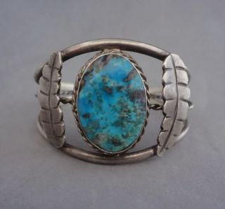 Vintage Navajo Bisbee Turquoise Sterling Silver Cuff Bracelet