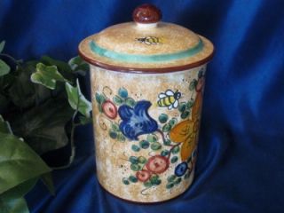 DERUTA ITALY Italian Pottery GUBBIO BEES Biscotti Jar Canister
