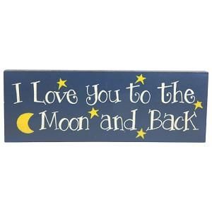 New Wooden The Moon and Back Plaque Sign   Country Primitive Home Wall 