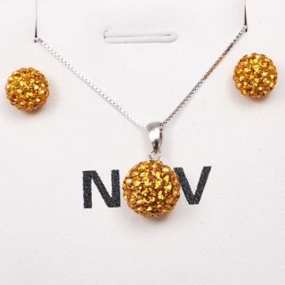   Crystal Ball Earrings Necklace Jewelry Set Nov Birthstone