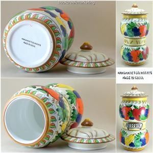 Nonnis Italian Biscotti Cookie Jar Canister Handmade Ceramic Tuscan 