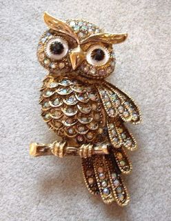   Fashion Aurora Borealis Crystal Wise Owl Bird Pin Brooch Pendant
