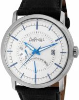 August Steiner AS8004SS Mens Dual time SS and Leather Watch