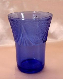 Cobalt Blue Royal Lace Depression Glass Juice Tumbler