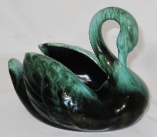 blue mountain pottery open swan 5 1 2 tall green