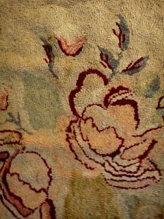   VICTORIAN FLORAL/OVAL HOOK RUG shabby 40x21 early handmade chic