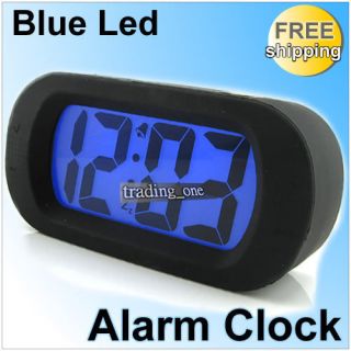 Black Silicone Snooze LED Digital Desk Alarm Clock BL
