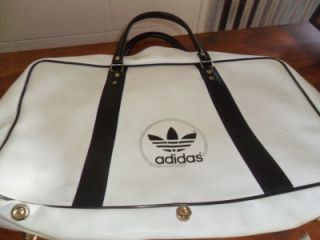   Adidas Black White Tennis Racket Travel Duffle Bag 1970s Large