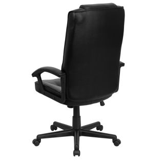 black leather executive office chair thickly padded seat and back