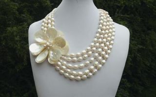 Haute Couture 5 Strand Baroque Pearl Necklace Huge Hand Wired MOP 