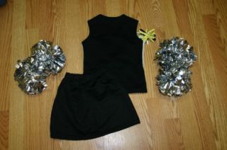 Cheerleader Costume Outfit Uniform Steelers Pom Poms Ribbon Bow 4 5 