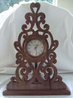 Handmade Solid Wood Black Walnut Scrolled Desk Clock