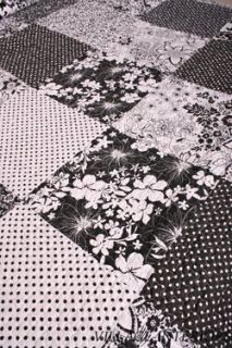   Brenna Patchwork Black White Toile Queen Quilt Set Cotton