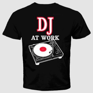DJ T Shirt at Work Funny Cool Music Clubbing Wear Head Phones Party 