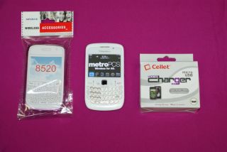 Blackberry curve2 8530 METRO PCS WHITE charger and skin included