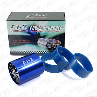 Blue Double Turbo Turbine Charger Cool Air Intake Fuel Gas Saver Fan 