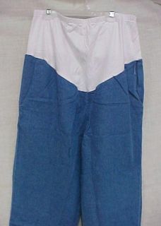 maternity scrub pants blue denim stretch panel m nwot