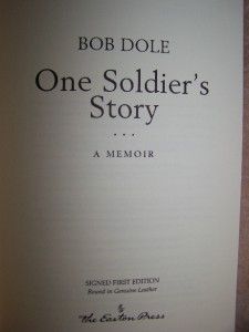 bob dole signed ltd easton press one soldiers story