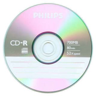 10 Philips Logo 52x Blank CD R CDR Blank Disc Media 700MB with Paper 