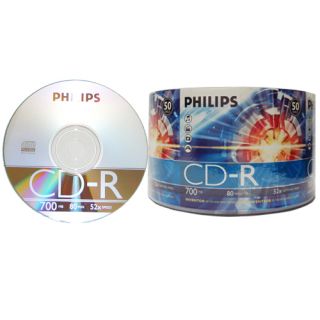 50 Philips 52x CD R Blank Recordable CD CDR Media Disk 700MB 80min 