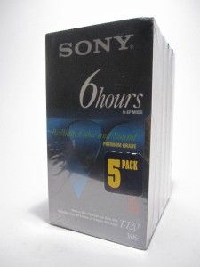 Pack New Sony Premium Grade Blank VHS Tapes Cassette VCR Recording 6 