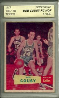 1957 58 Topps Basketball 17 Bob Cousy Rookie Celtics VG EX