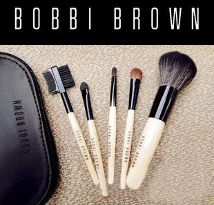 Bobbi Brown 5 Pcs Make Up Brush Set Case New Travel Easy Portability 