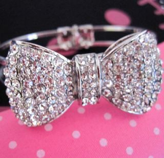 Bling Rhinestone Bow Jewelry Bangle Bracelet Adjustable