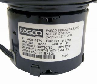 New Fasco 7021 1679 Inducted Blower Fan Motor Assembly 230V Type U21 