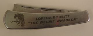 LORENA BOBBITT THE WEENIE WACKER FOLDING 2 BLADE NOVELTY KNIFE UNIQUE 