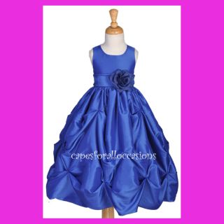 Taffeta Flower Girl Dress Royal Blue 18 24mo 2 4 6 8 10