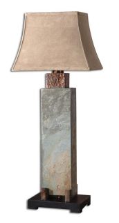 this indoor outdoor lamp is made of real hand carved slate with 