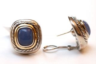  David Yurman Large Albion Earrings with Blue Chalcedony $1050