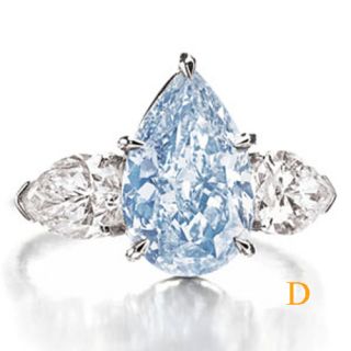 00 Carat Pear Shape Blue GIA Diamond Three 3 Stone Engagement 