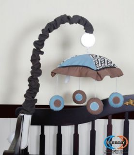 Geenny Musical Mobile for Boutique Blue Brown Scribble 13 Pcs Crib 