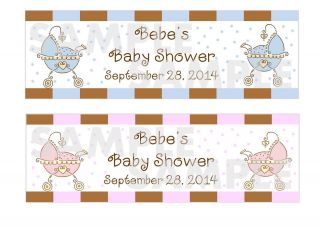 Whimsy BEBE Pink BEBE Blue Baby Shower Water Bottle Label Wrappers 