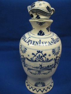 Antique Porceleyne Fles Royal Delft Bols Decanter Bottle