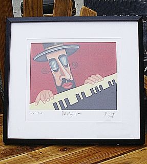 Jonathan Blum Artist Proof Print Rabbi Playing Piano Framed and Matted 