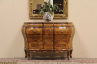 Tuscan Italian Olivewood Bombe Chest or Commode