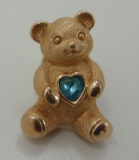 Avon Teddy Bear Blue Topaz Birthstone Dec Pin Brooch