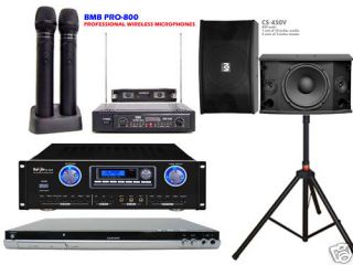 BMB Better Music Sound Movies Karaoke Wireless Mic Speakers Amp DVD 