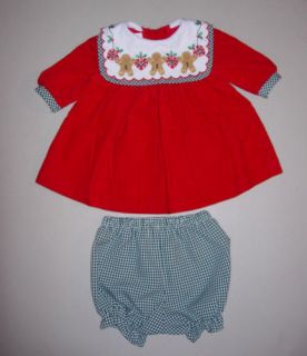 Bonnie Baby Gingerbread Holiday Christmas Dress 3 6M