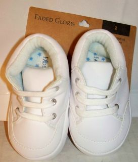 FADED GLORY INFANT SHOES WHITE NWT SIZE 2 (3 MONTHS TO 6 MONTHS)