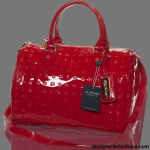 Arcadia Italian Designer Red Monongram Vernis Leather Speedy Purse 