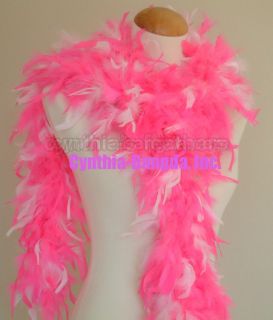 65 gms Chandelle Feather Boa Boas White Hot Pink New