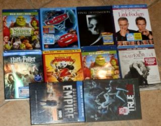Lot of 10 Blu Ray/DVD Movies Cars, Shrek, True Blood Boxsets and More 