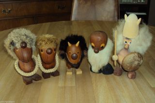   Wooden Fur Viking Troll Figurines Bolling Rath Sveistrup 1960S