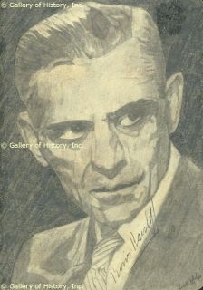 Boris Karloff Sketch Signed Co Signed by Lisa Wolfe